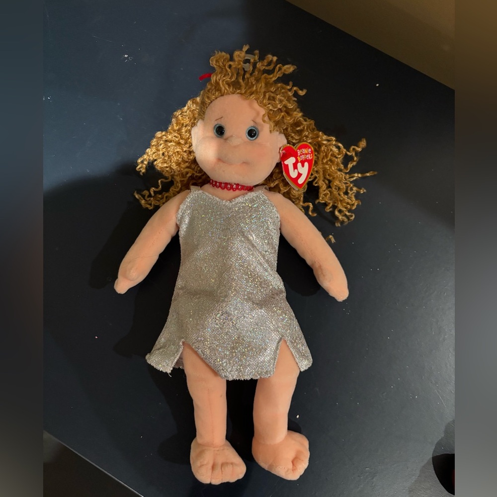 Ty Stuffed Doll with Sparkling Silver Dress - Lovely Lily